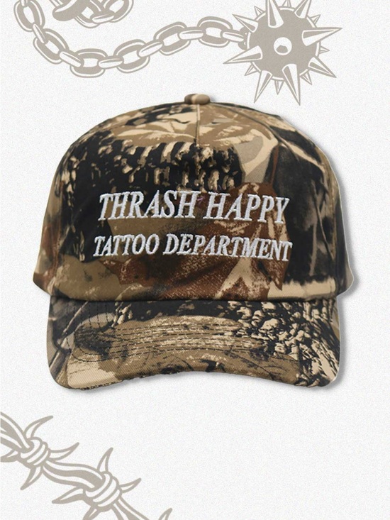 Thrash Happy Accessories - Trash Happy Tattoo Dept Camp Dad Hat/ Baseball Cap Adjustable Streetwear Skate